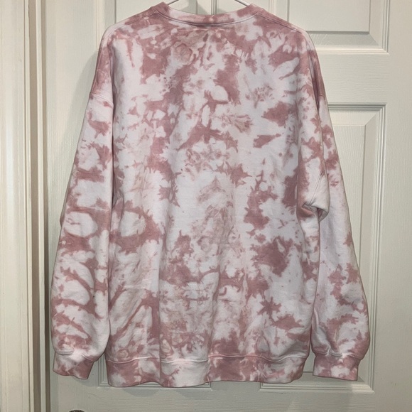 Oversized Pink White Tie Dye Sweatshirt XL Soft Fleece Crewneck New No Tags - Picture 2 of 5
